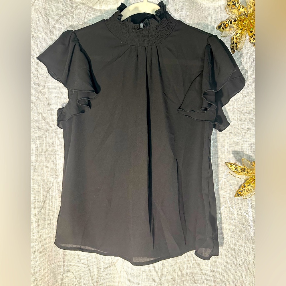 Elegant Black Ruffle Sleeve Top